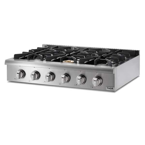 36 in. Gas Cooktop in Stainless Steel with 6 Burners