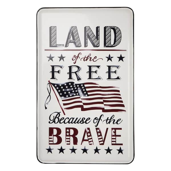Glitzhome 23.62 in. H Patriotic Metal Enamel Flag Wall Sign