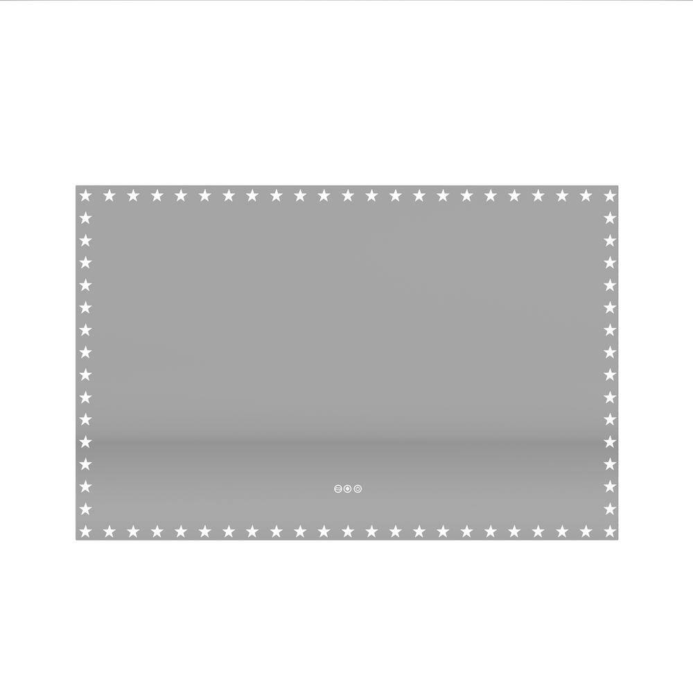 60 in. W x 40 in. H Rectangular Frameless Anti-Fog RGB Light Wall Bathroom 
