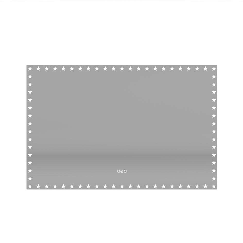 55 in. W x 36 in. H Rectangular Frameless Anti-Fog RGB Light Wall Bathroom 