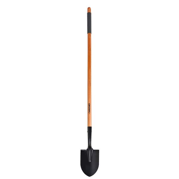 Husky 47 in. L Wood Handle Floral Steel Digging Shovel with Grip
