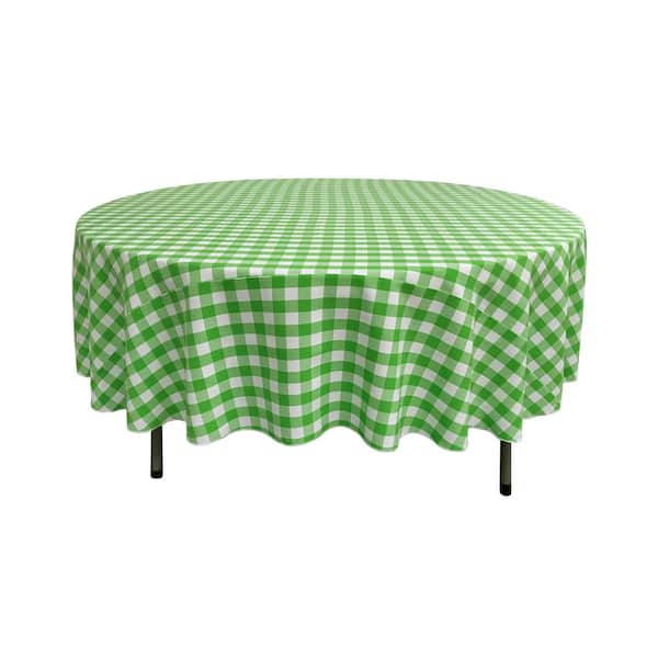 La Linen 90 In White And Lime, 90 Inch Round White Linen Tablecloth