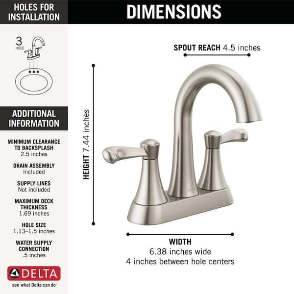 Delta Faucet Esato Waschbeckenarmatur Mattschwarz – 3-Loch-Armatur Mit Ablauf, Wassersparend & ADA-Konform