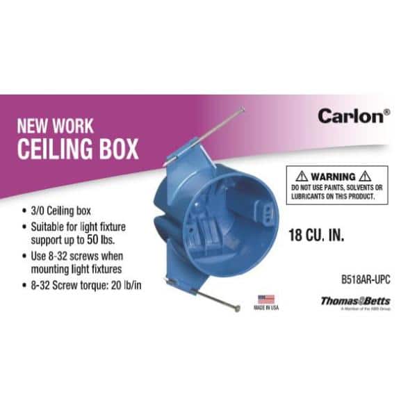 18 cu. in. PVC New Work Electrical Ceiling Box (B518AR-UPC)