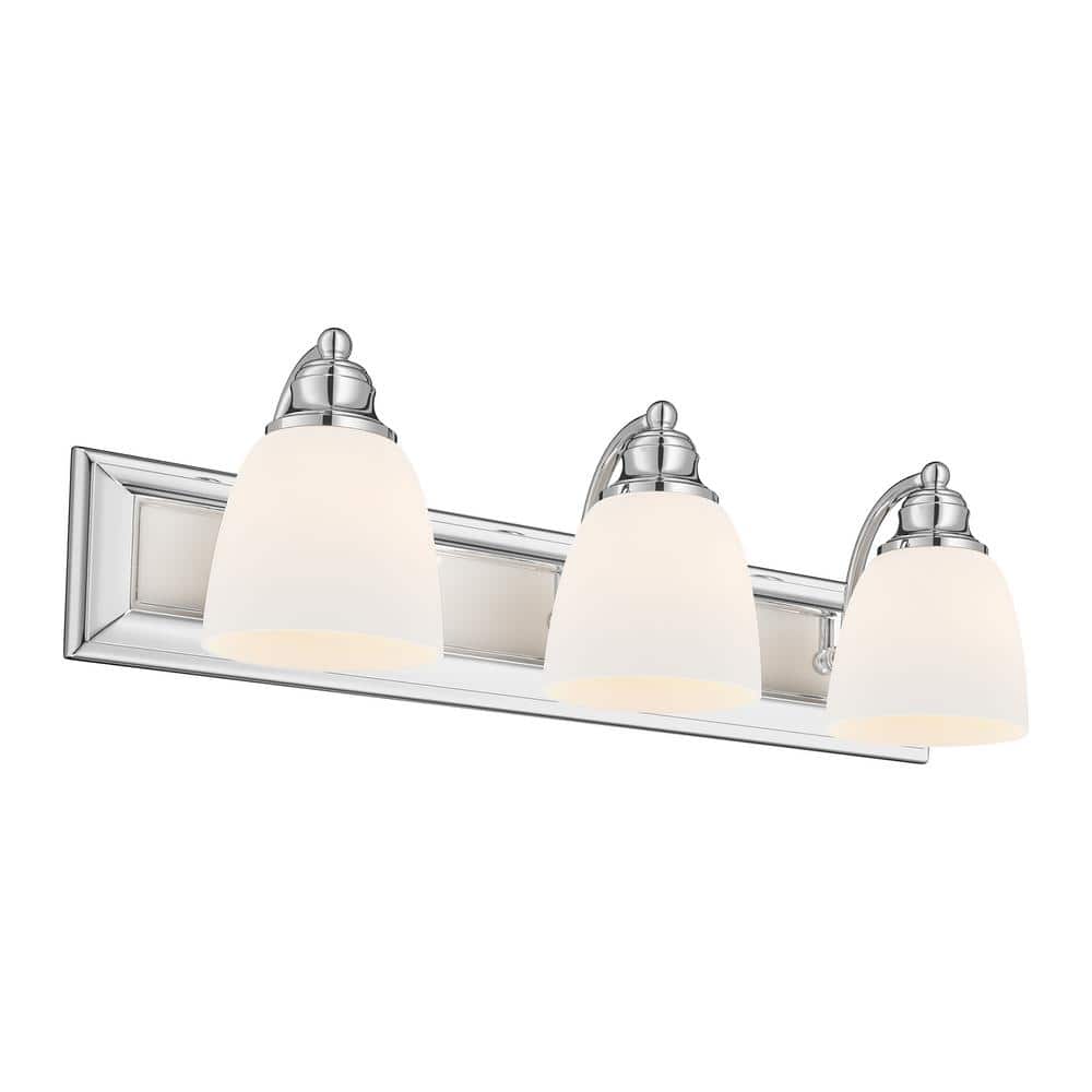 Springfield Polished Chrome 3-Light Vanity with Satin Opal White Glass