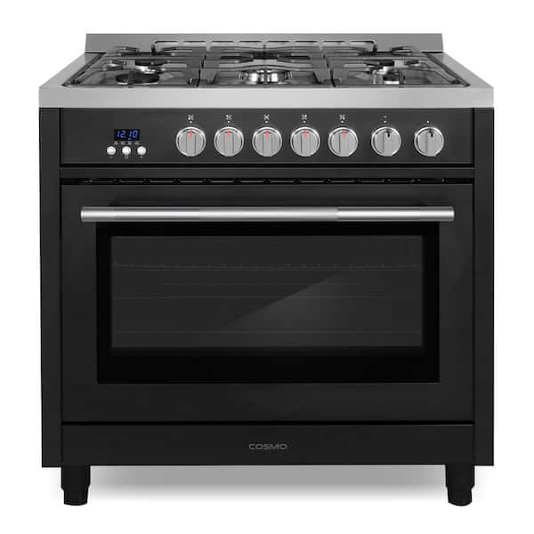 36 in. Nebula Collection 3.8 cu. ft. Gas Range, 5-Burners, Rapid Convection Oven, Textured Grip Handle in Matte Black