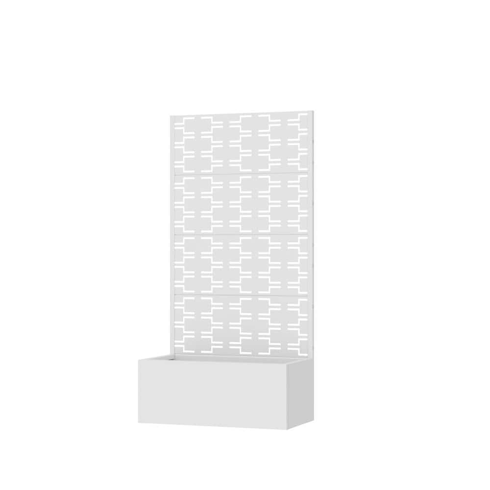 30 in. L x 12 in. W x 59 in. H White Wheeled Square Iron Raised Planter with Brick Pattern Trellis (1-Pack) price history on PriceWatchPro
