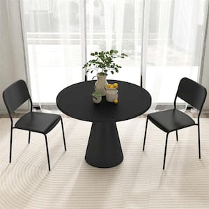 Black Plastic Modern Dining Chairs with Tilted Backrest and Sturdy Metal Legs (Set of 4)