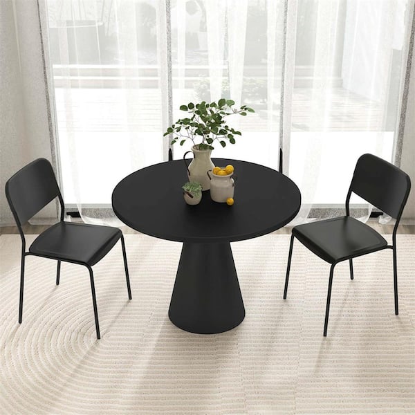 Costway Black Plastic Modern Dining Chairs with Tilted Backrest and Sturdy Metal Legs (Set of 4)
