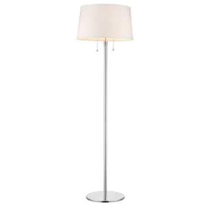59 in. Ivory and Silver Traditional Shaped Standard Floor Lamp With White Empire Shade
