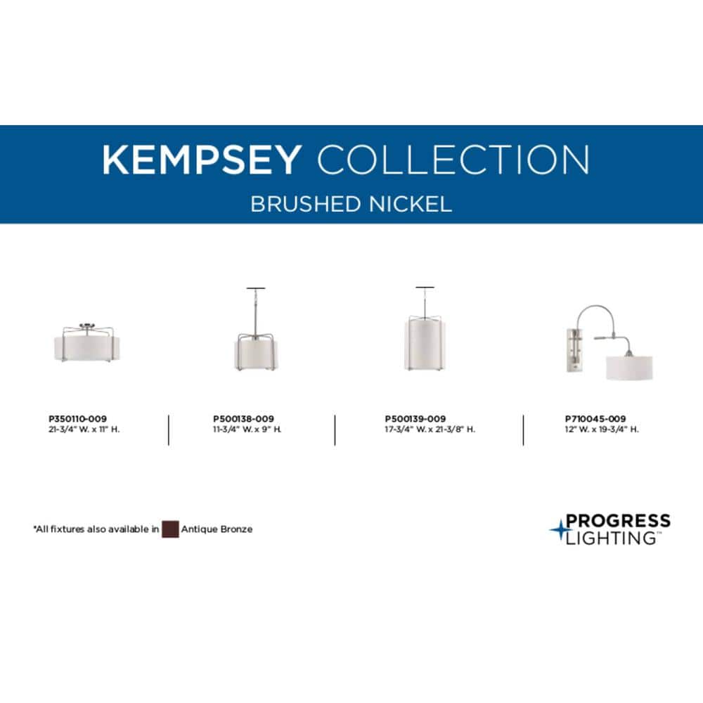 Kempsey Brushed Nickel 3-Light Drum Pendant with Linen Shade