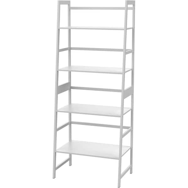 Unbranded 20.47 in. W 47.24 in. H x 11.87 in. D Bamboo Rectangular Ladder Shelf, Bookcase in White