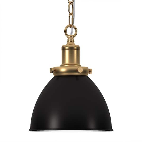Meyer&Cross Elodie 60-Watt 1-Light Blackened Bronze Pendant Light with Black Metal Shade