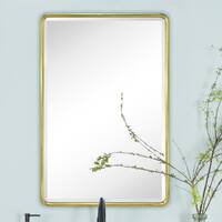 TEHOME Farmhouse 16 in. W x 24 in. H Recessed Rectangular Metal Framed Bathroom Medicine Cabinets with Mirror in Brushed Gold GC-00238