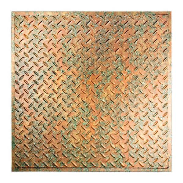 Fasade Diamond Plate 2 ft. x 2 ft. Revealed Edge Vinyl Lay-In Ceiling Tile in Copper Fantasy