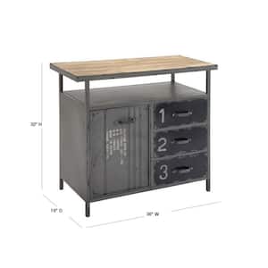 Gray Metal Army Surplus Style 3 Drawers 2 Shelves and 1 Door Cabinet with Numbers and Text