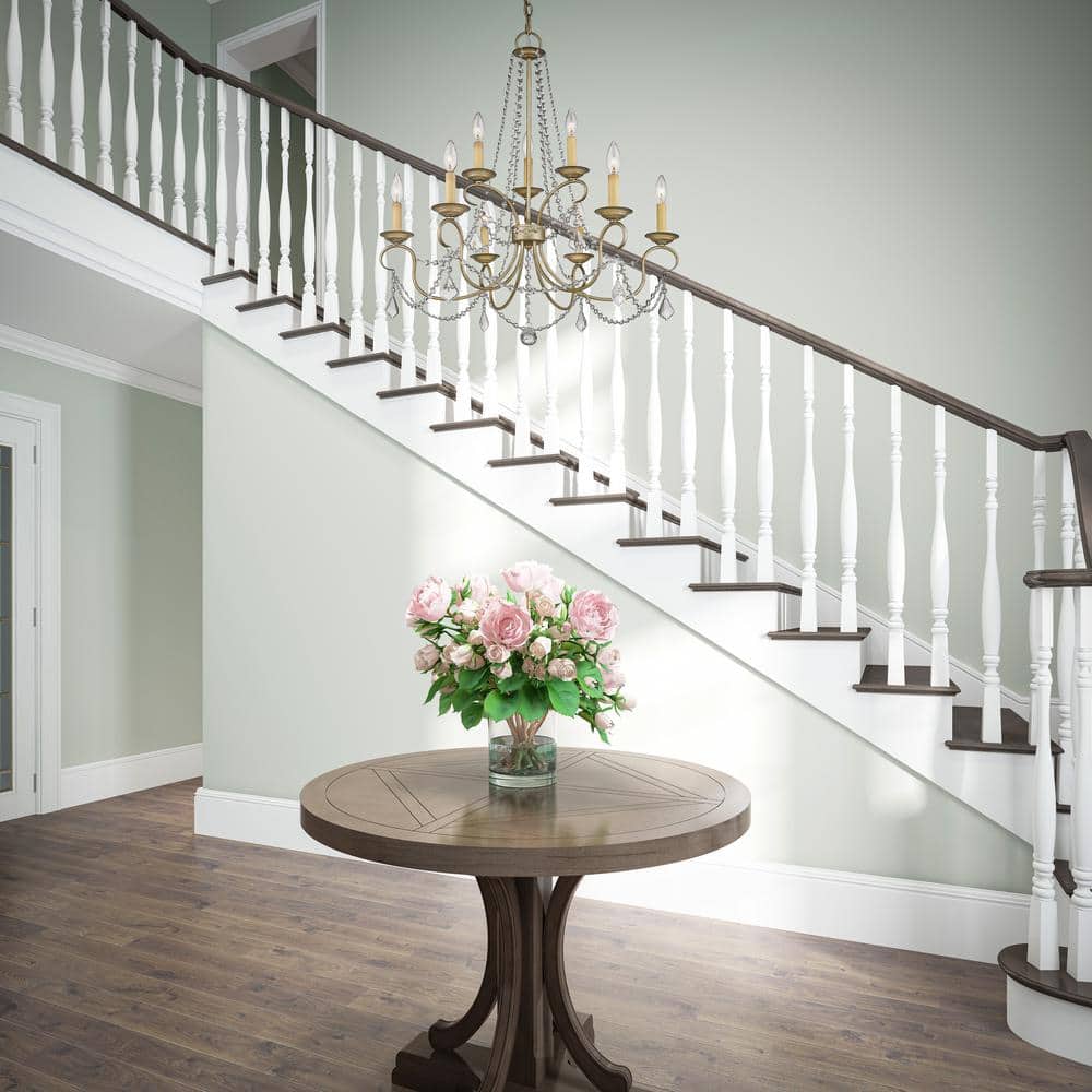 Antique Silver Leaf 9-Light Faux Crystal Chandelier