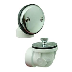 Lift and Turn White Plastic Tubular 2-Hole Bath Waste and Overflow Tub Drain Half Kit in Chrome Plated