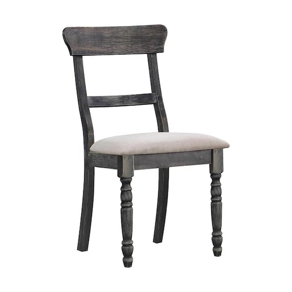 Acme Furniture Leventis Light Brown Linen and Weathered Gray Side Chair (Set of 2)