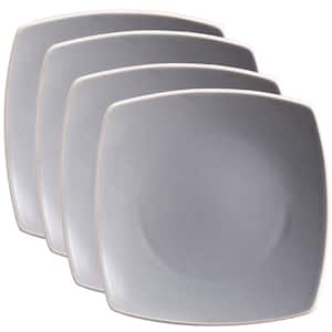 Soho Lounge 4-Piece 7.4 in. Square Stoneware Salad Plate Set in Grey
