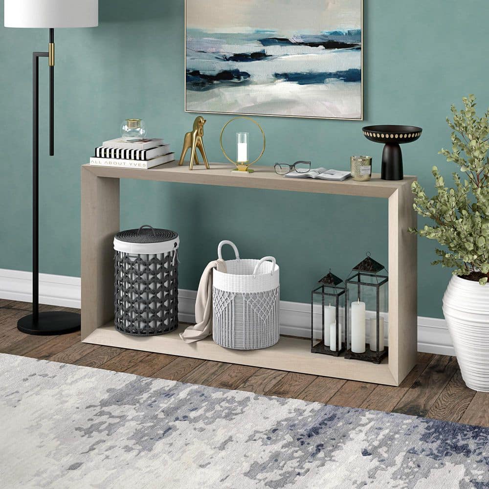 Alder White 55" Rectangular Wood and MDF Hallway Table