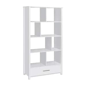 Dylan 35.5 in. Wide High Gloss White Rectangular 8-shelf Bookcase