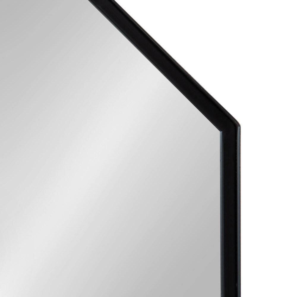 Gray and Black Octagon Wall Mirror with Shelf