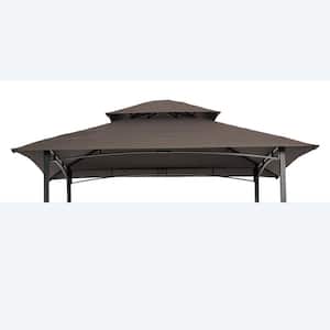 8 ft. x 5 ft. Brown Patio Double Tiered BBQ Tent Roof Gazebo Replacement Canopy Only Fabric Canopy Only