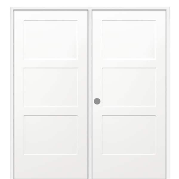 MMI Door 60 in. x 80 in. Birkdale Primed Right Handed Solid Core Molded Composite Prehung Interior French Door on 4-9/16 in. Jamb
