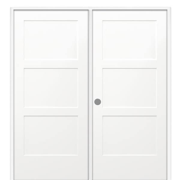 MMI Door 64 in. x 80 in. Birkdale Primed Right Handed Solid Core Molded Composite Prehung Interior French Door on 6-9/16 in. Jamb