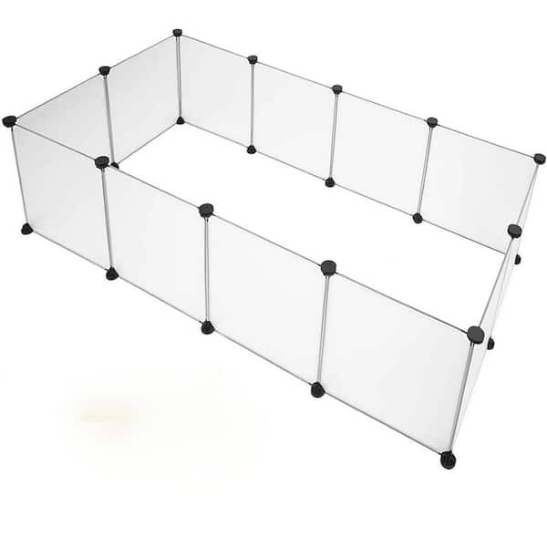 Unbranded Pet Playpen Portable Small Animal Fence, Pet Playpen Yard Fence for Small Animals, 14 x 14 in., Translucent, 12 Panels