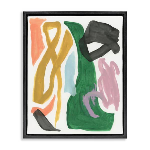 Stupell Industries Contemporary Modern Shapes by June Erica Vess Black Floater Frame Abstract Graphic Art Print 21 in. x 17 in.