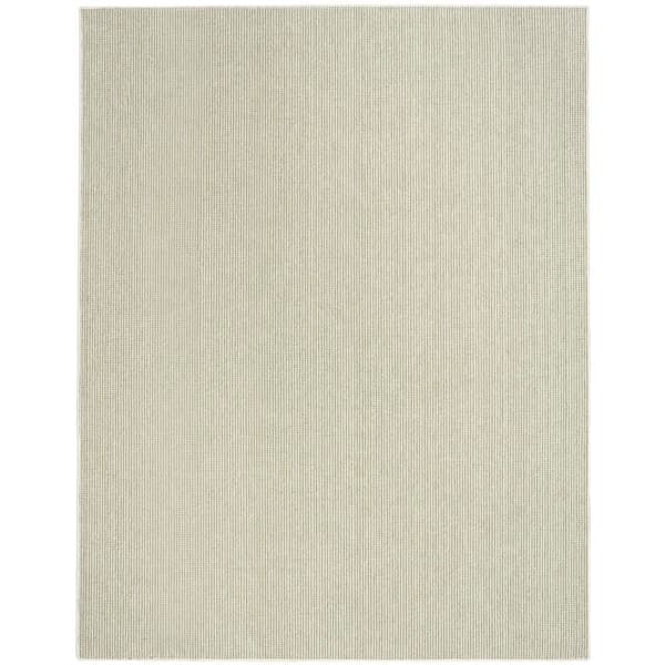 Textured Home Ivory Green 8 ft. x 10 ft. All-over design Contemporary Area Rug