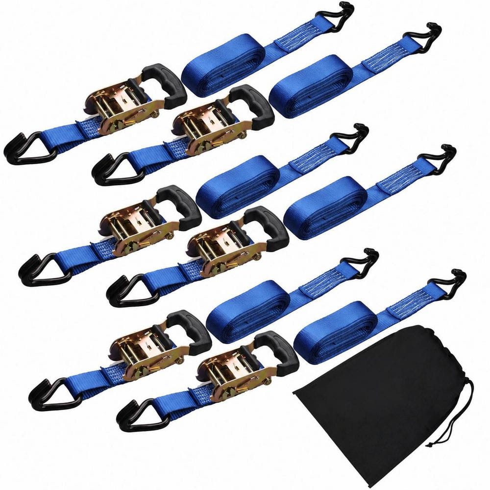 1.5 x 15 in. Padded Grip Ratchet Tie Down with Rubber Coated Hook Blue 3000Lbs Capacity 6 Pack price history on PriceWatchPro