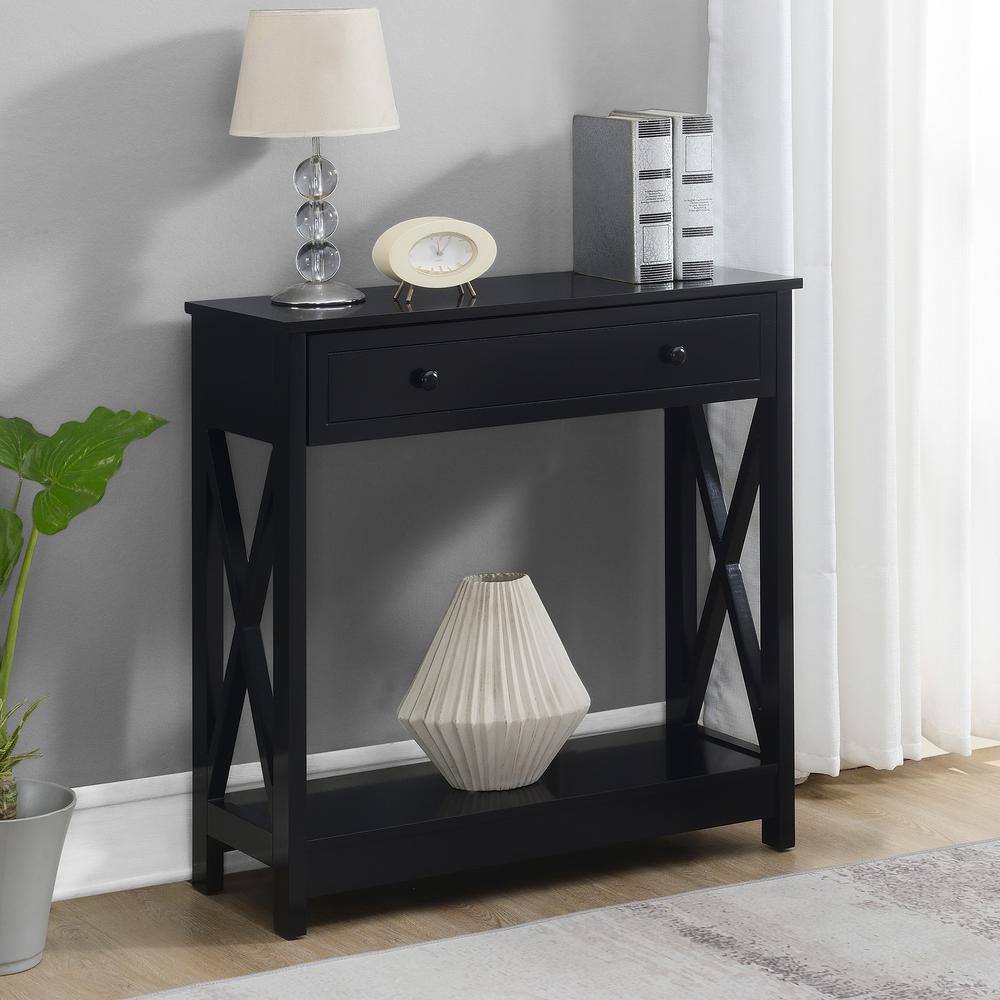 Oxford 31.5 in. Black Rectangle MDF Console Table with Drawer and Shelf price history on PriceWatchPro
