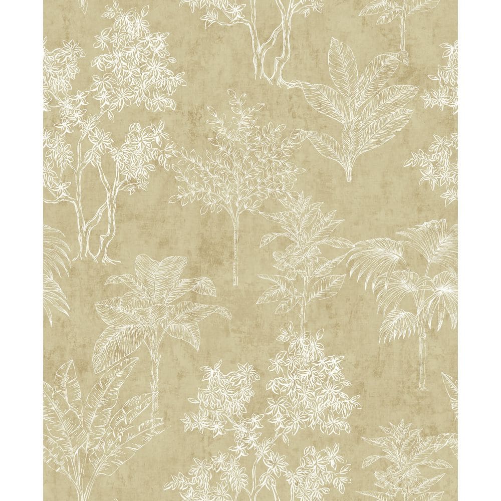 Zen Collection Cream/White Floating Foliage Metallic Sheen Finish Non-Paste