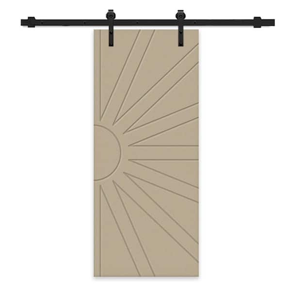 CALHOME 30 in. x 96 in. Unfinished Composite MDF Paneled Interior Sliding Barn Door with Hardware Kit