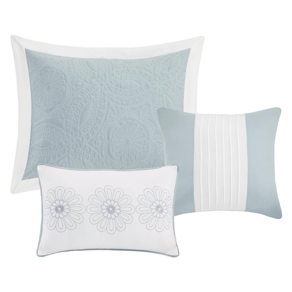Blue Reversible King Microfiber Bedspread Set with Shams