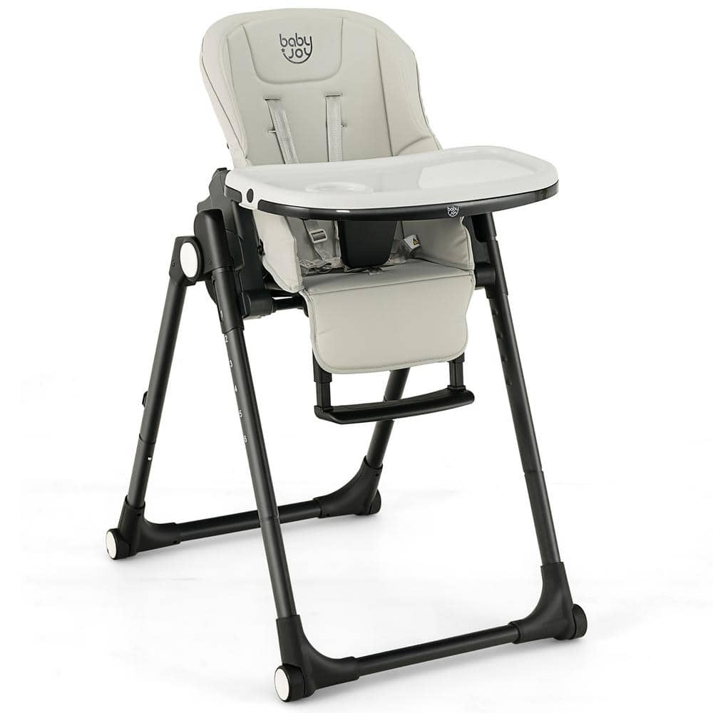 Foldable Baby High Chair w/ Double Removable Trays