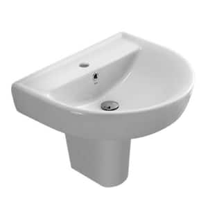 Bella Round Wall Mounted Bathroom Sink in White