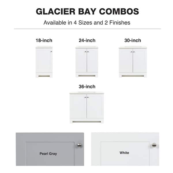 Glacier Bay 19 in. Single Sink White Bath Vanity with White