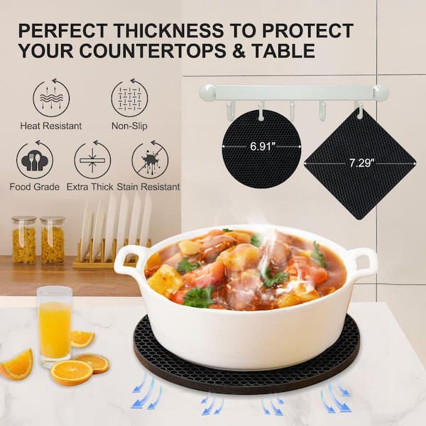 Esepony Silicone Trivet Mats with Hot Pads Pot Holders for Kitchen