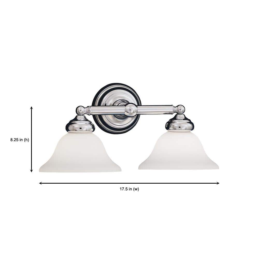 Redondo Classic Chrome 17.5" Wall Mounted Bath Bar with Satin Opal Glass