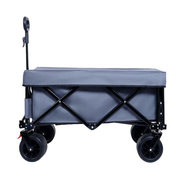 3.8 cu. ft. Grey Steel Garden Cart with Roof