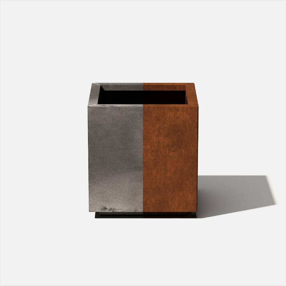 Small Rust Corten Steel Cube Planter for Indoor/Outdoor Use