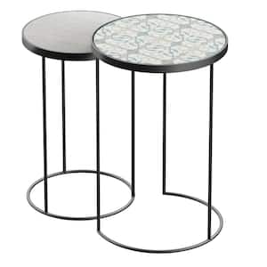 16 in. Light Stone Nesting Side Tables (Set of 2)