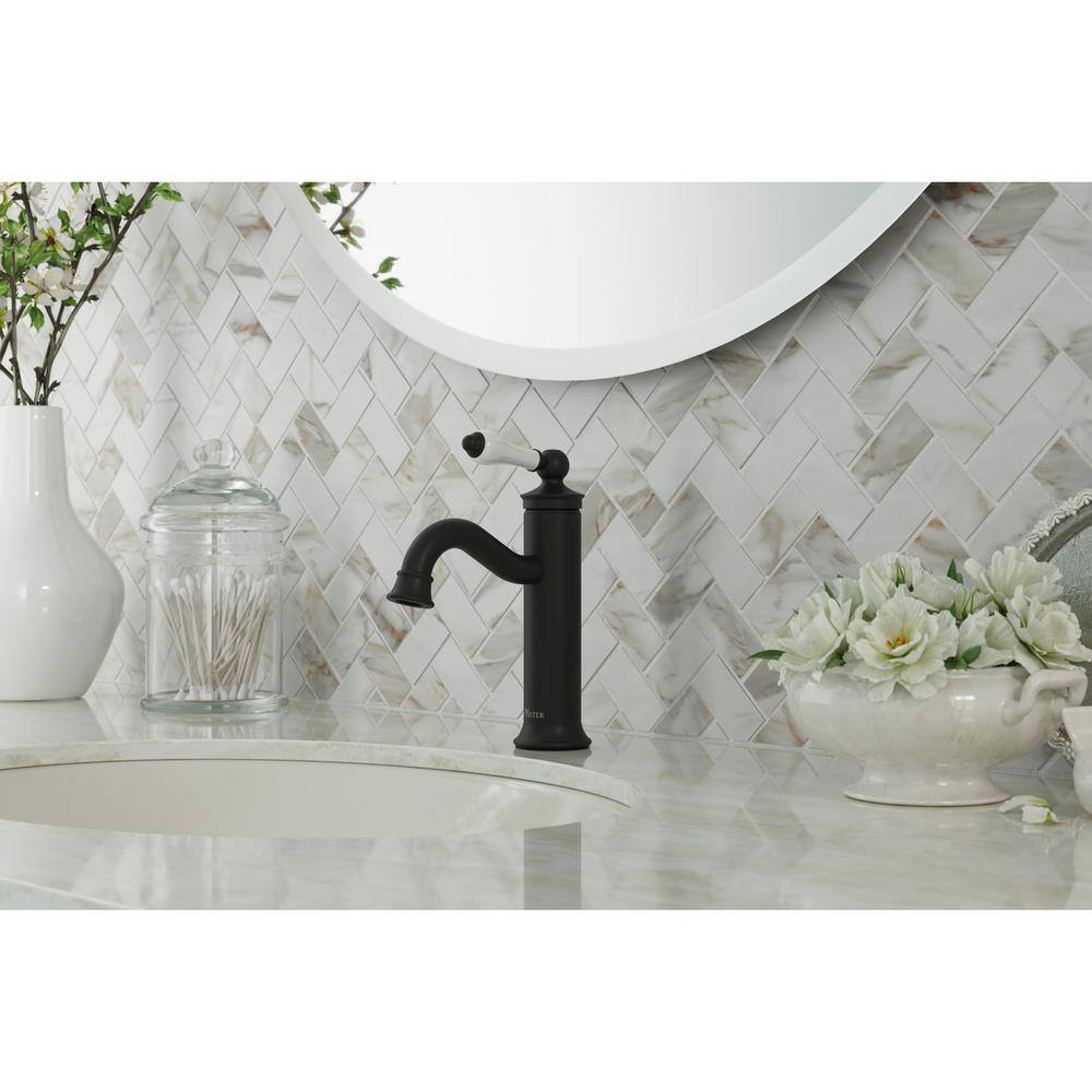 Matte Black Single Handle High Arc Bathroom Faucet