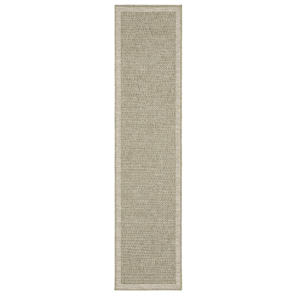 Thrasher Beige 2 ft. x 8 ft. Border Solid Polypropylene Indoor/Outdoor Runner Area Rug price history on PriceWatchPro