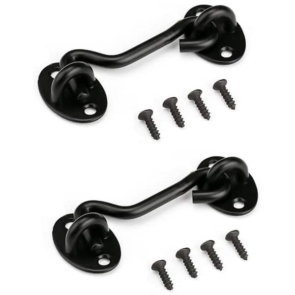 Unbranded 3 Privacy Hook and Eye Latch Easy Lock for Barn Door Durable Black 3 in. 2-Pieces