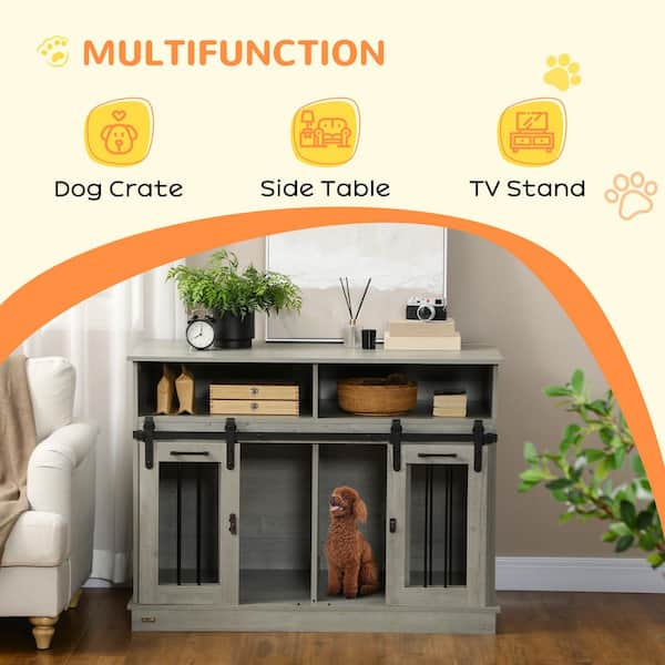 DIY Plans for Double Dog Kennel TV Stand Wooden Dog Crate 